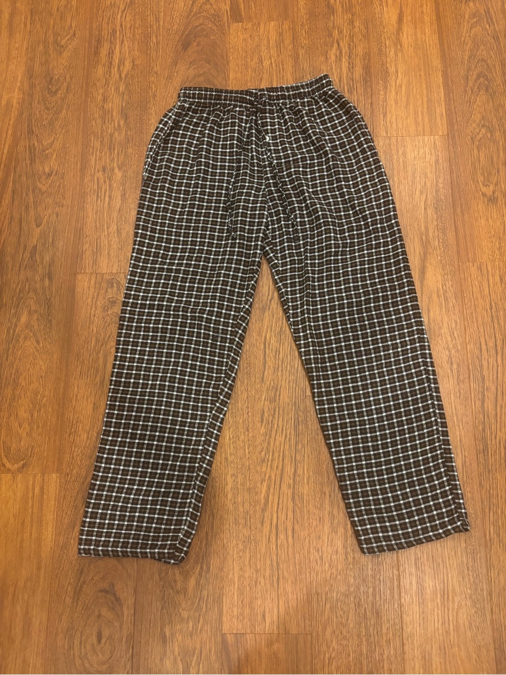Men's Black Check Jogger Pants with Elastic Waist